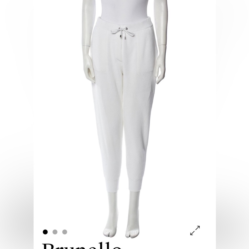Brunello Cucinelli White Ribbed Joggers